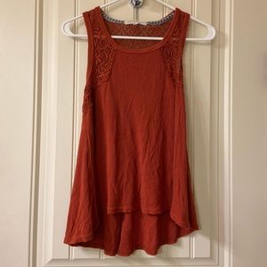 Burnt orange laced tank top